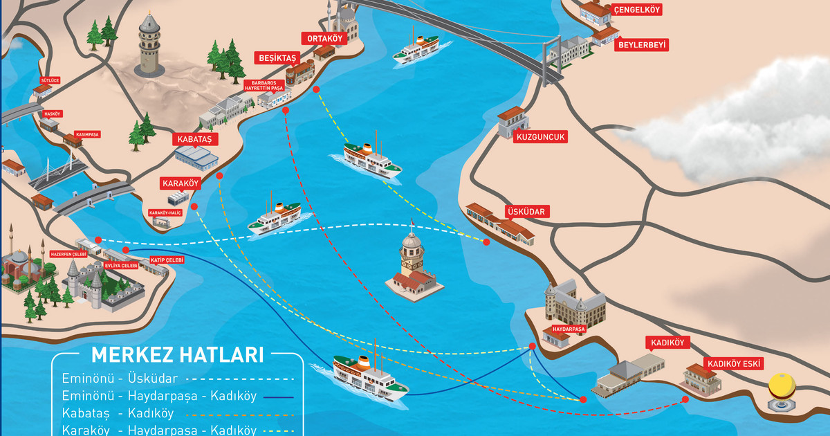 Map Of Istanbul Ferry Stations Lines