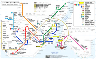 Map of Istanbul train, urban, commuter & suburban railway Marmaray EMU network